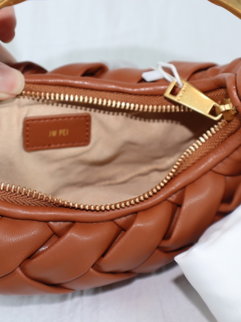 JW Pei Orla Weave Handbag Cognac with Gold Handle NWT inc. dust bag Nordstrom - Picture 5 of 8